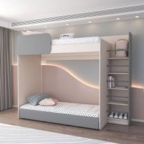 Cama alta infantil juvenil com escada e cama auxiliar Helena Mobikasa Cama alta infantil juvenil com escada e cama auxiliar Helena Mobikasa