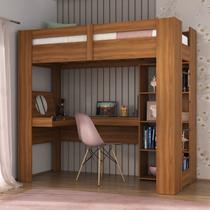 Cama Alta Multifuncional com Escrivaninha Penteadeira