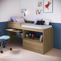 Cama Alta Multifuncional Solteiro Infantil/Juvenil com Estação De Trabalho 80 Jacarta