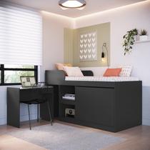 Cama Alta Multifuncional Solteiro Infantil/Juvenil com Estação De Trabalho 80 Jamaica