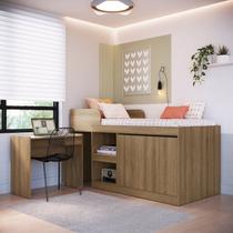 Cama Alta Multifuncional Solteiro Infantil/Juvenil com Estação De Trabalho 80 Jamaica