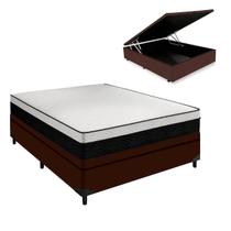 Cama Arezzo Baú Casal Box Black White Molas Ensacadas Marrom Cama Arezzo Baú Casal Box Black White Molas Ensacadas Marrom