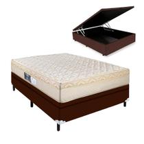 Cama Arezzo Baú Casal Box Molas Ensacadas Marrom