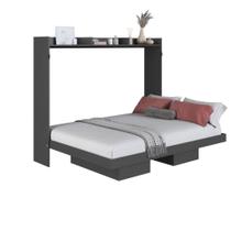 Cama Articulada Casal Horizontal com 4 Nichos 3 Prateleiras CH1140 140cm Grafite - Art In Móveis