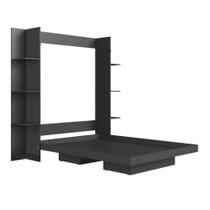 Cama Articulada Casal Vertical com 8 Prateleiras e 2 Nichos CV1145 140cm Grafite - Art In Móveis