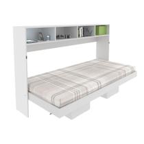 Cama Articulada Horizontal Solteiro de Parede com 6 Nichos MDP Branco Até 130kg Tecnomobili Cama Articulada Horizontal Solteiro de Parede com 6 Nichos MDP Branco Até 130kg Tecnomobili