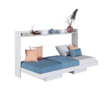 Cama Articulada Solteiro Horizontal com 2 Nichos 1 Prateleira CH1080 80cm Branco - Art In Móveis Cama Articulada Solteiro Horizontal com 2 Nichos 1 Prateleira CH1080 80cm Branco - Art In Móveis