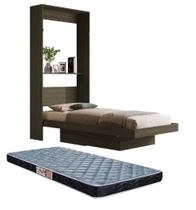 Cama Articulada Tamanho Solteiro De Parede Que vira Estante Ideal Para Sala Apartamento Cor Castanho Com Colchão Incluso Cama Articulada Tamanho Solteiro De Parede Que vira Estante Ideal Para Sala Apartamento Cor Castanho Com Colchão Incluso