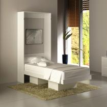 Cama Articulada Vertical De Parede Compacta Solteiro Quarto 2 Nichos Prateleiras Multiuso Branco Cama Articulada Vertical De Parede Compacta Solteiro Quarto 2 Nichos Prateleiras Multiuso Branco