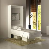 Cama Articulada Vertical Solteiro de Parede com 2 Nichos MDP em 2 Branco Até 110kg Tecnomobili