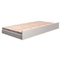 Cama Auxiliar Solteiro Branco Acetinado com Rodízios MDF Tigus Móveis