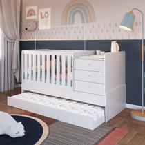 Cama Auxiliar Solteiro com Colchão e Rodízios Branco