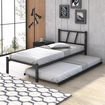 Cama Auxiliar Solteiro em Aço Industrial com Rodízios - Preto Cama Auxiliar Solteiro em Aço Industrial com Rodízios - Preto