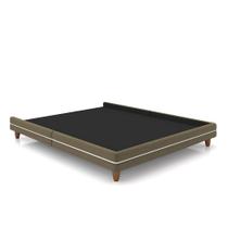 Cama Avulsa para Colchão Casal Torres Pés em Madeira Veludo Castor G91 - Gran Belo