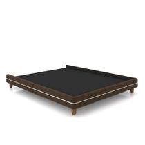 Cama Avulsa para Colchão King Torres Pés em Madeira Veludo Marrom G91 - Gran Belo