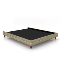 Cama Avulsa para Colchão Queen Torres Pés em Madeira Linho Bege G91 - Gran Belo