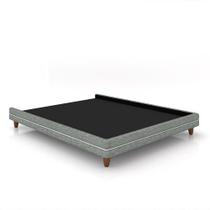 Cama Avulsa para Colchão Queen Torres Pés em Madeira Linho Cinza G91 - Gran Belo