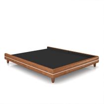 Cama Avulsa para Colchão Queen Torres Pés em Madeira PU Caramelo G91 - Gran Belo
