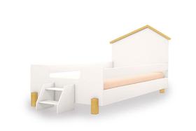 Cama Ayla Solteiro Branco/Mel com Colchão Divaloto