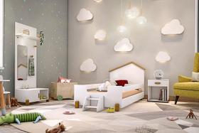 Cama Ayla Solteiro Branco/Mel com Colchão - Divaloto Cama Ayla Solteiro Branco/Mel com Colchão - Divaloto