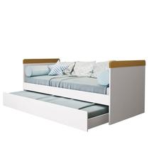 Cama Babá com Auxiliar Nuth Branco/Savana e 2 Colchões Physical - Reller Móveis