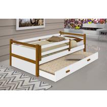 Cama Babá Infantil Bianca Solteiro C/ Cama Auxiliar Branco/amêndoa + Luminária Led Divaloto