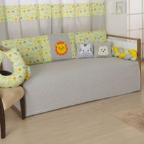 Cama Babá Kit Edredom 08 Peças Quarto Bebê Savana Cinza