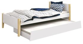 Cama Babá Solteiro com Auxiliar Simba Branco Fosco com Natural - Reller