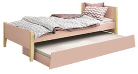 Cama Babá Solteiro com Auxiliar Simba Rosa Fosco com Natural - MoveisAqui Cama Babá Solteiro com Auxiliar Simba Rosa Fosco com Natural - MoveisAqui