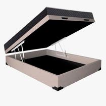 Cama Base Box Baú Casal Reforçado Suede Bege + Colchão Casal Reforçado D33 14x138x188 Cama Base Box Baú Casal Reforçado Suede Bege + Colchão Casal Reforçado D33 14x138x188