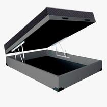 Cama Base Box Baú Casal Reforçado Suede Cinza + Colchão Casal Reforçado D33 14x138x188