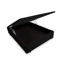 Cama Base Box Baú Casal Reforçado Suede Preto 138x188x41