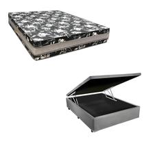 Cama Base Box Baú Casal Super Black Sintético Cinza + Colchão Casal Super Black D33 28x138x188 Cama Base Box Baú Casal Super Black Sintético Cinza + Colchão Casal Super Black D33 28x138x188