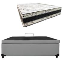 Cama Base Box Baú Casal Super Confort Sintético Cinza + Colchão Casal Super Confort D33 28x138x188 Cama Base Box Baú Casal Super Confort Sintético Cinza + Colchão Casal Super Confort D33 28x138x188
