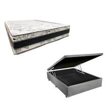 Cama Base Box Baú Casal Super Confort Sintético Cinza + Colchão Casal Super Confort D33 28x138x188 Cama Base Box Baú Casal Super Confort Sintético Cinza + Colchão Casal Super Confort D33 28x138x188