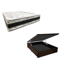 Cama Base Box Baú Casal Super Confort Sintético Marrom + Colchão Casal Super Confort D33 28x138x188 Cama Base Box Baú Casal Super Confort Sintético Marrom + Colchão Casal Super Confort D33 28x138x188