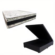 Cama Base Box Baú Casal Super Confort Sintético Preto + Colchão Casal Super Confort D33 28x138x188 Cama Base Box Baú Casal Super Confort Sintético Preto + Colchão Casal Super Confort D33 28x138x188