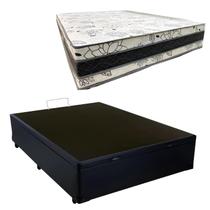 Cama Base Box Baú Casal Super Confort Sintético Preto + Colchão Casal Super Confort D33 28x138x188 Cama Base Box Baú Casal Super Confort Sintético Preto + Colchão Casal Super Confort D33 28x138x188