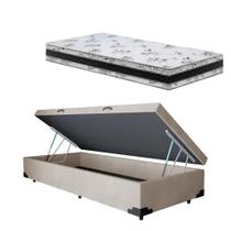 Cama Base Box Baú Solteiro Super Confort Suede Bege + Colchão Solteiro Super Confort D33 24x88x188 Cama Base Box Baú Solteiro Super Confort Suede Bege + Colchão Solteiro Super Confort D33 24x88x188