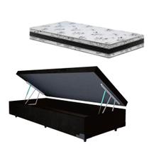 Cama Base Box Baú Solteiro Super Confort Suede Preto + Colchão Solteiro Super Confort D33 24x88x188 Cama Base Box Baú Solteiro Super Confort Suede Preto + Colchão Solteiro Super Confort D33 24x88x188
