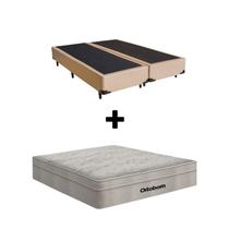 Cama Base Box Casal Bipartido material sintético Bege e Colchão de Mola Ensacada Casal Airtech Ortobom