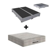 Cama Base Box Casal Bipartido material sintético Cinza e Colchão de Mola Ensacada Casal Airtech Ortobom Cama Base Box Casal Bipartido material sintético Cinza e Colchão de Mola Ensacada Casal Airtech Ortobom