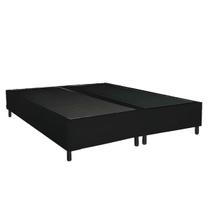 Cama Base Box Casal Bipartido Preto Sintético 138x188 Cama Base Box Casal Bipartido Preto Sintético 138x188