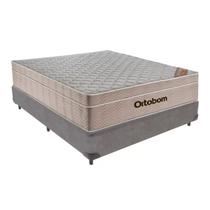 Cama Base Box Casal Cinza Colchão Molas Ensacadas Airtech SpringPocket 138x188 - Ortobom
