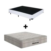 Cama Base Box Casal material sintético Branco e Colchão de Mola Ensacada Casal Airtech Ortobom
