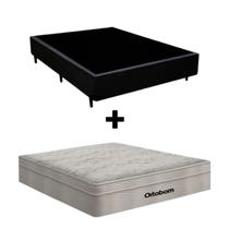 Cama Base Box Casal material sintético Preto e Colchão de Mola Ensacada Casal Airtech Ortobom