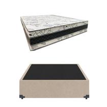 Cama Base Box Casal Super Confort Suede Bege + Colchão Casal Super Confort D33 24x138x188 Cama Base Box Casal Super Confort Suede Bege + Colchão Casal Super Confort D33 24x138x188