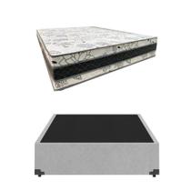 Cama Base Box Casal Super Confort Suede Cinza + Colchão Casal Super Confort D33 24x138x188
