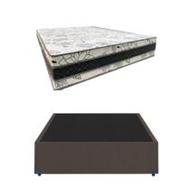 Cama Base Box Casal Super Confort Suede Marrom + Colchão Casal Super Confort D33 24x138x188 Cama Base Box Casal Super Confort Suede Marrom + Colchão Casal Super Confort D33 24x138x188