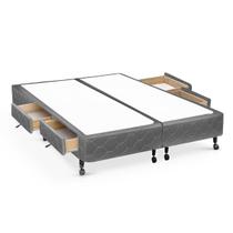 Cama Base c/Aux 4 Gavetas Queen Castor Poli Gray 158x198x27 Cama Base c/Aux 4 Gavetas Queen Castor Poli Gray 158x198x27